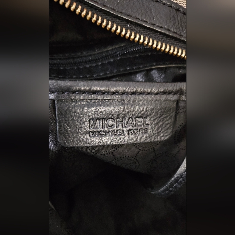 Michael Kors Bedford Satchel Black & Gray Jacquard Signature Satchel - Picture 10 of 16